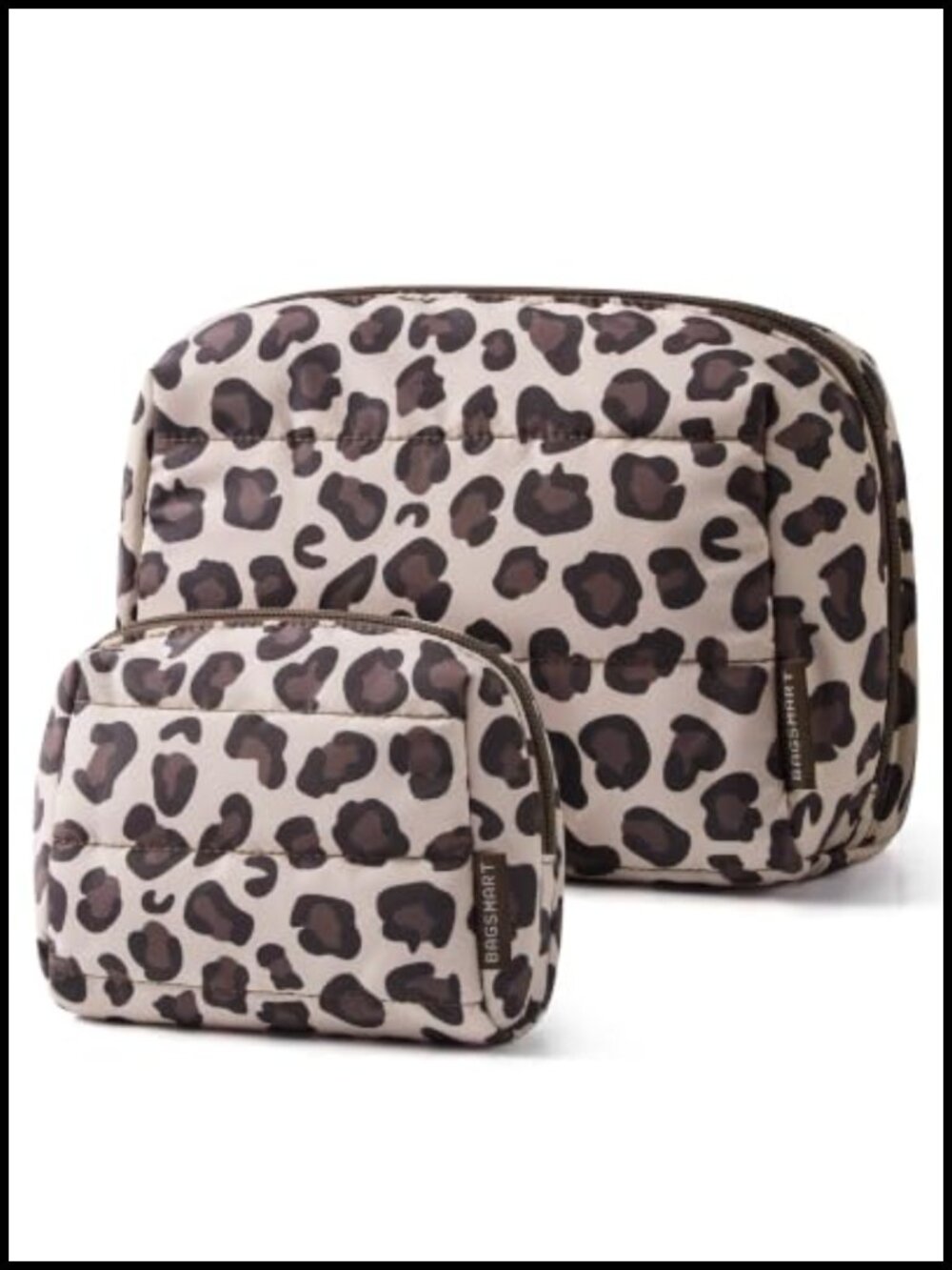 Puffy Padded Travel Makeup Bag Set Large & Small Cosmetic Pouch